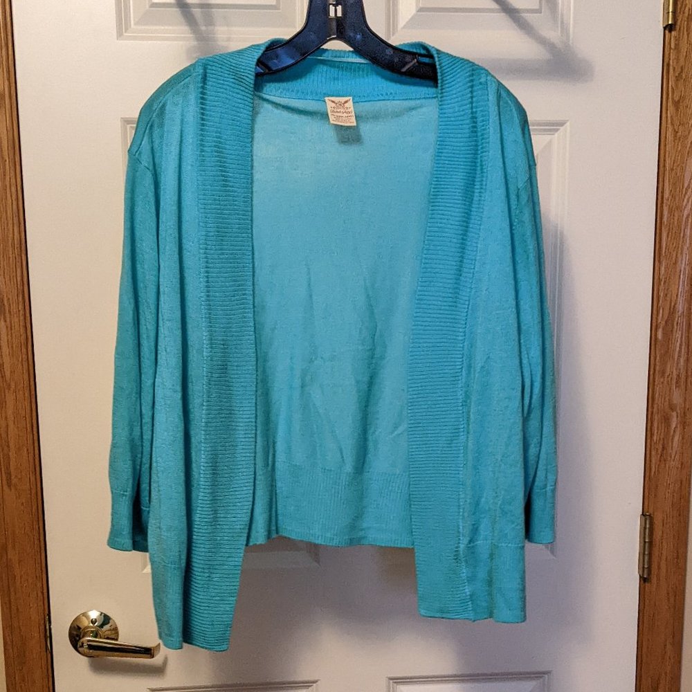 Faded Glory 3/4 Sleeve Open Front Cropped Cardigan